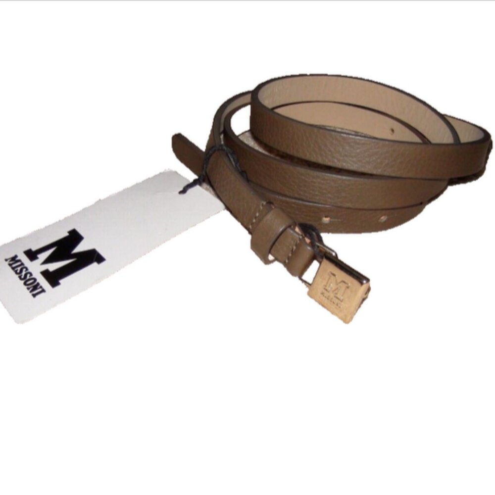 M Missoni Taupe Brown Skinny Belt Leather